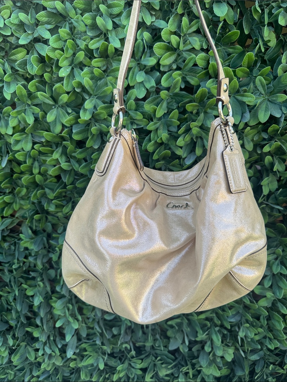 Coach Madison Maggie Metallic Gold Hobo Bag